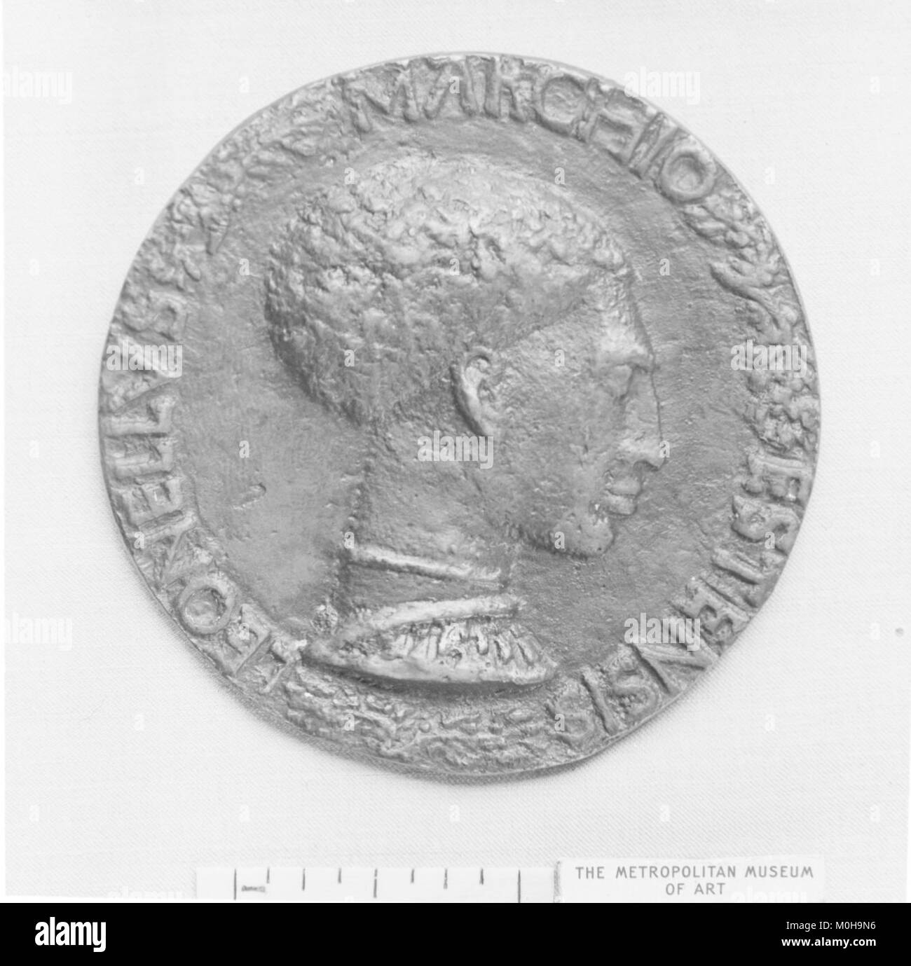 A portrait of Leonello d'Este, Marquis of Ferrara, from the 15th century, showcasing his influence on Italian Renaissance politics and culture. Stock Photo