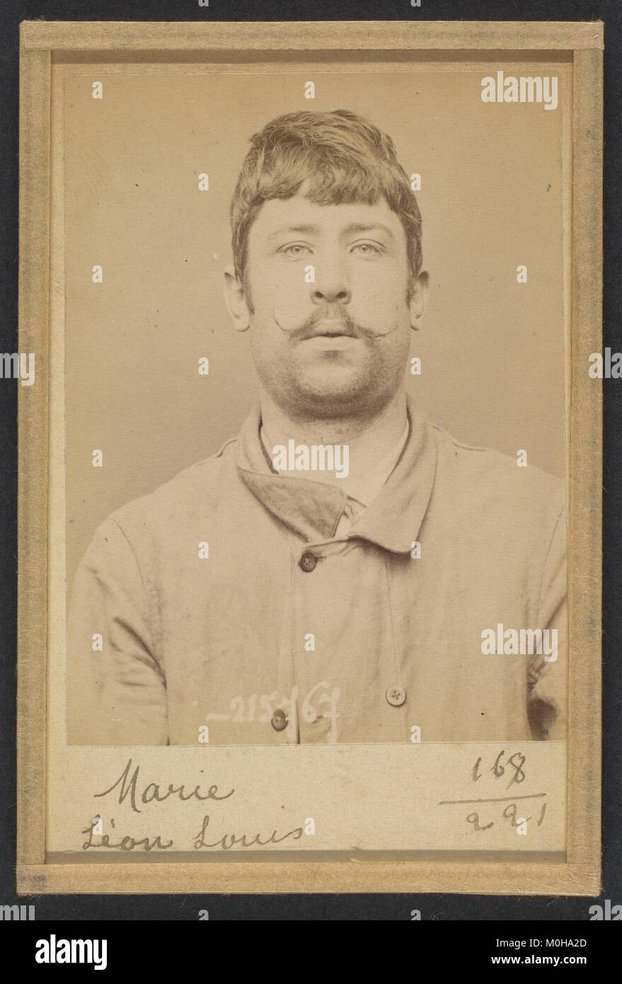 A portrait of Louis Marie Lénon, a 23-year-old roofer and anarchist, who was born in Adouzeval (Calvados) on August 19, 1870, and died on March 16, 1894. The image reflects his background and historical context in late 19th-century France. Stock Photo