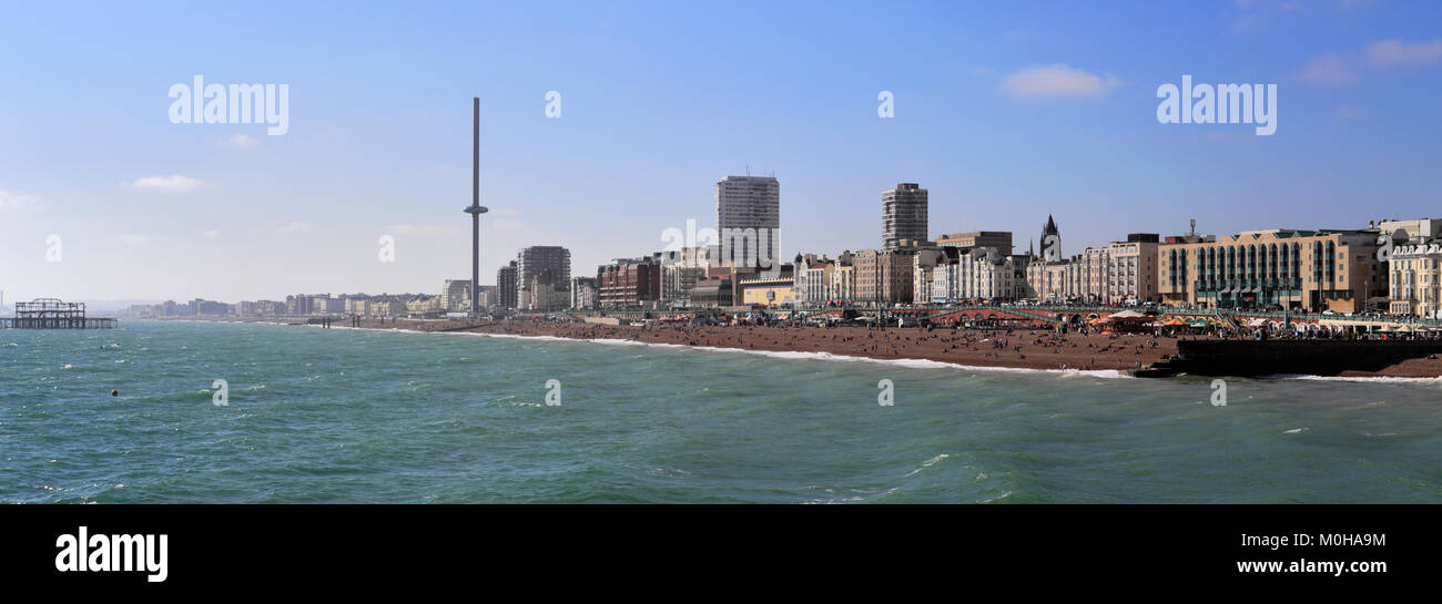 The seaside promenade, Brighton City, Brighton & Hove, Sussex, England, UK Stock Photo
