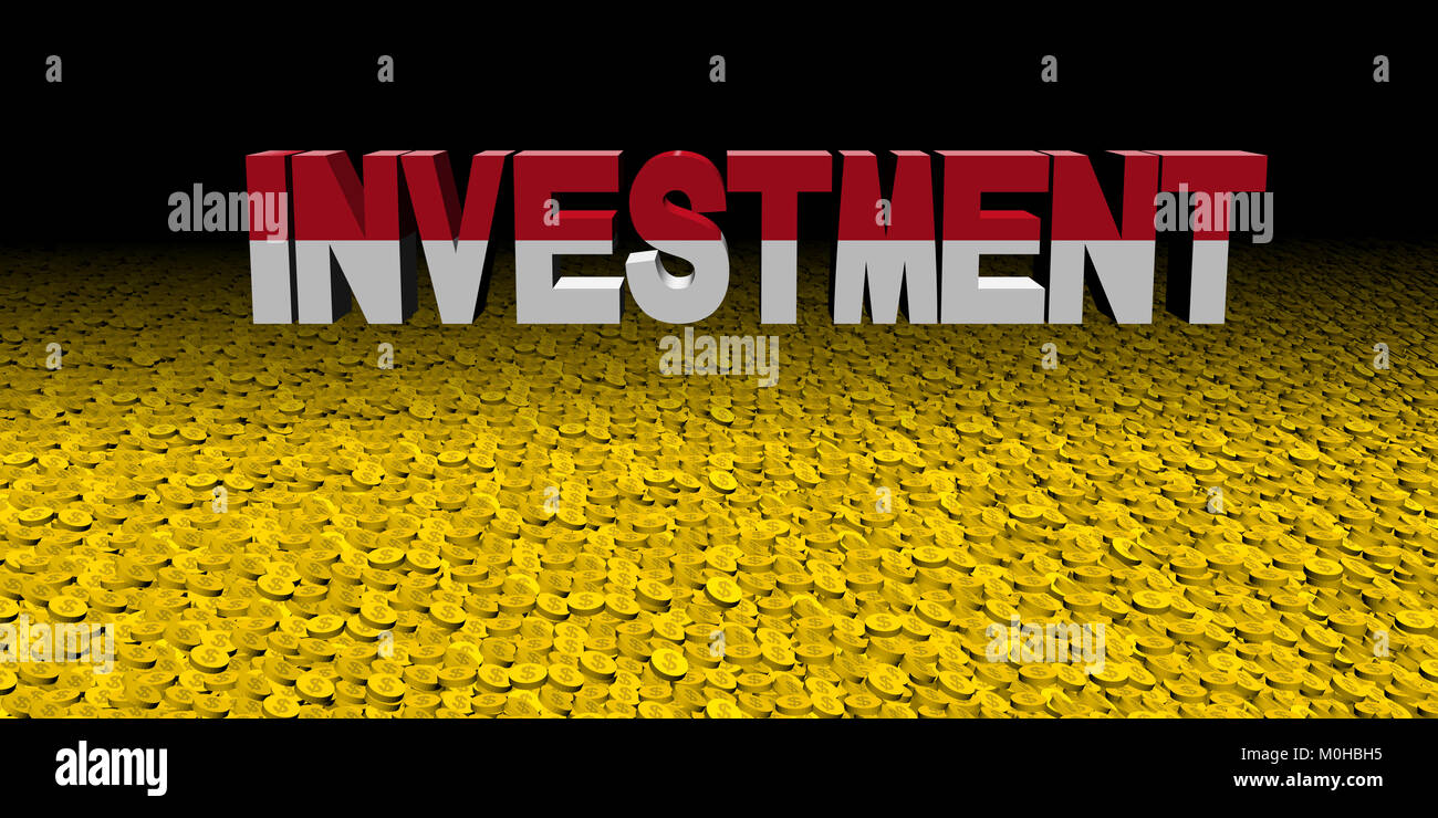 Investment text with Indonesian flag with coins illustration Stock ...