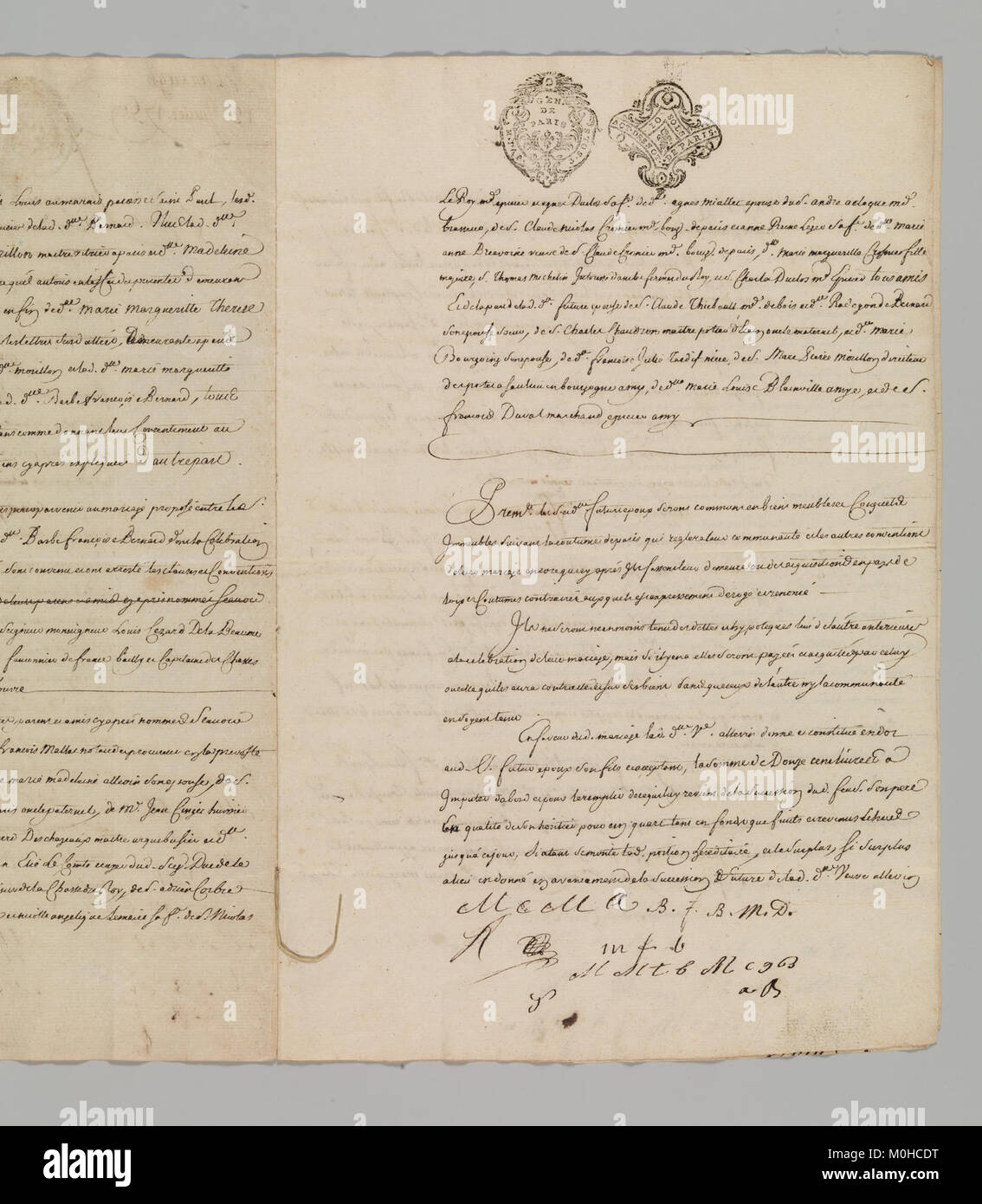 Marriage Contract Between Jean Baptiste Claude Allevin, Gunmaker, and Barbe Françoise Bernard, Paris, July 13, 1759 MET DP701308 Stock Photo