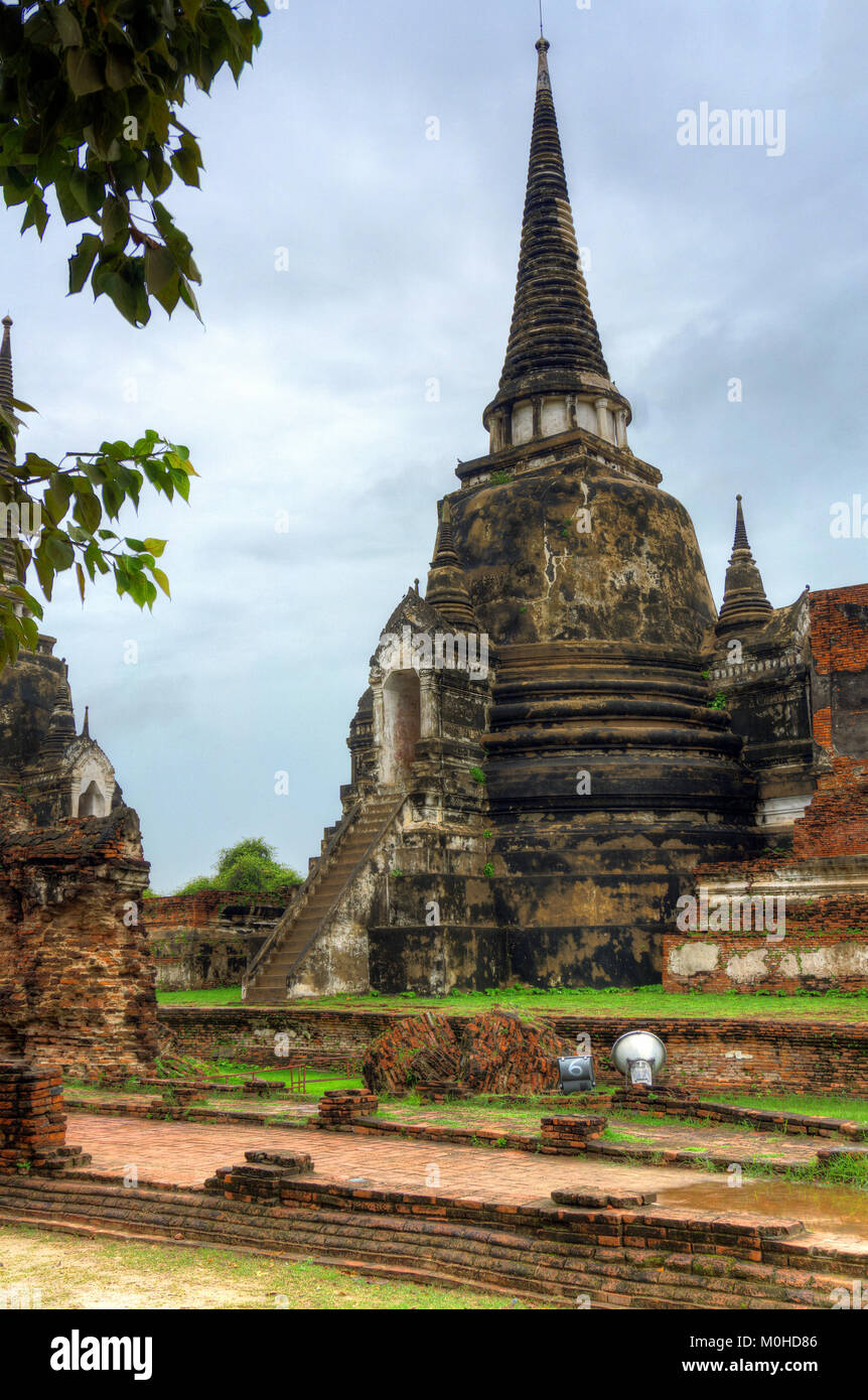 Asia,Thailand,Ayutthaya,Wat Mahathat temple ruins Stock Photo