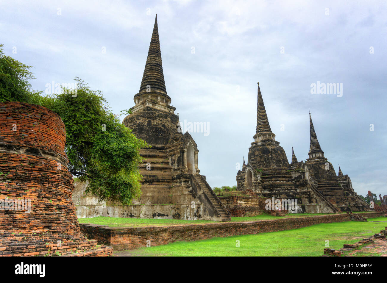 Asia,Thailand,Ayutthaya,Wat Mahathat temple ruins Stock Photo