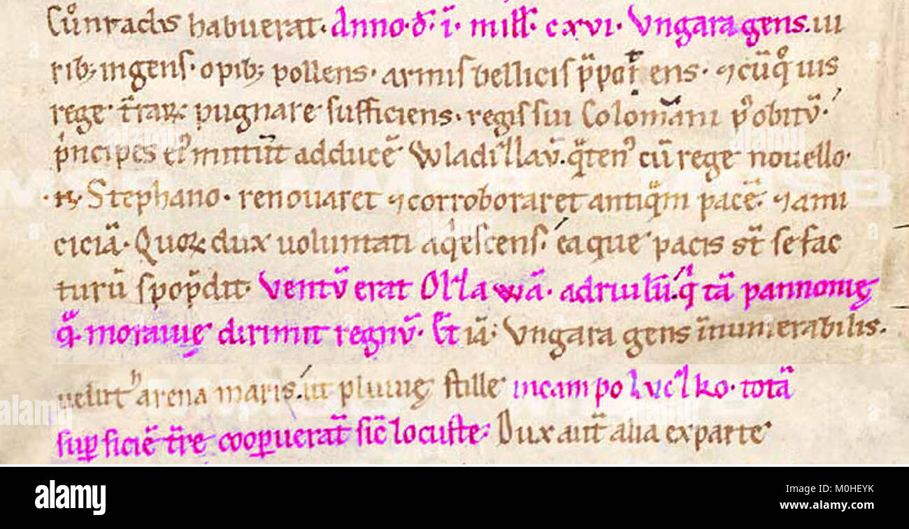 Budyšínský rukopis Kosmovy kroniky - Liber tercius, Capitulum quadraegsimum secundum (Luczko) Stock Photo
