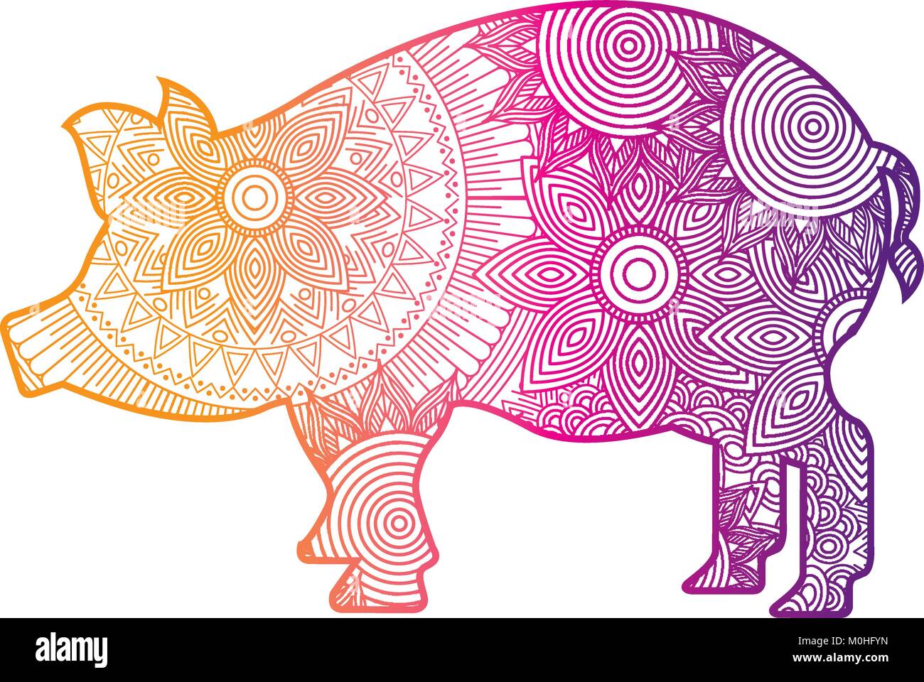 Hand Drawn For Adult Coloring Pages With Pig Zentangle Stock Vector Image Art Alamy