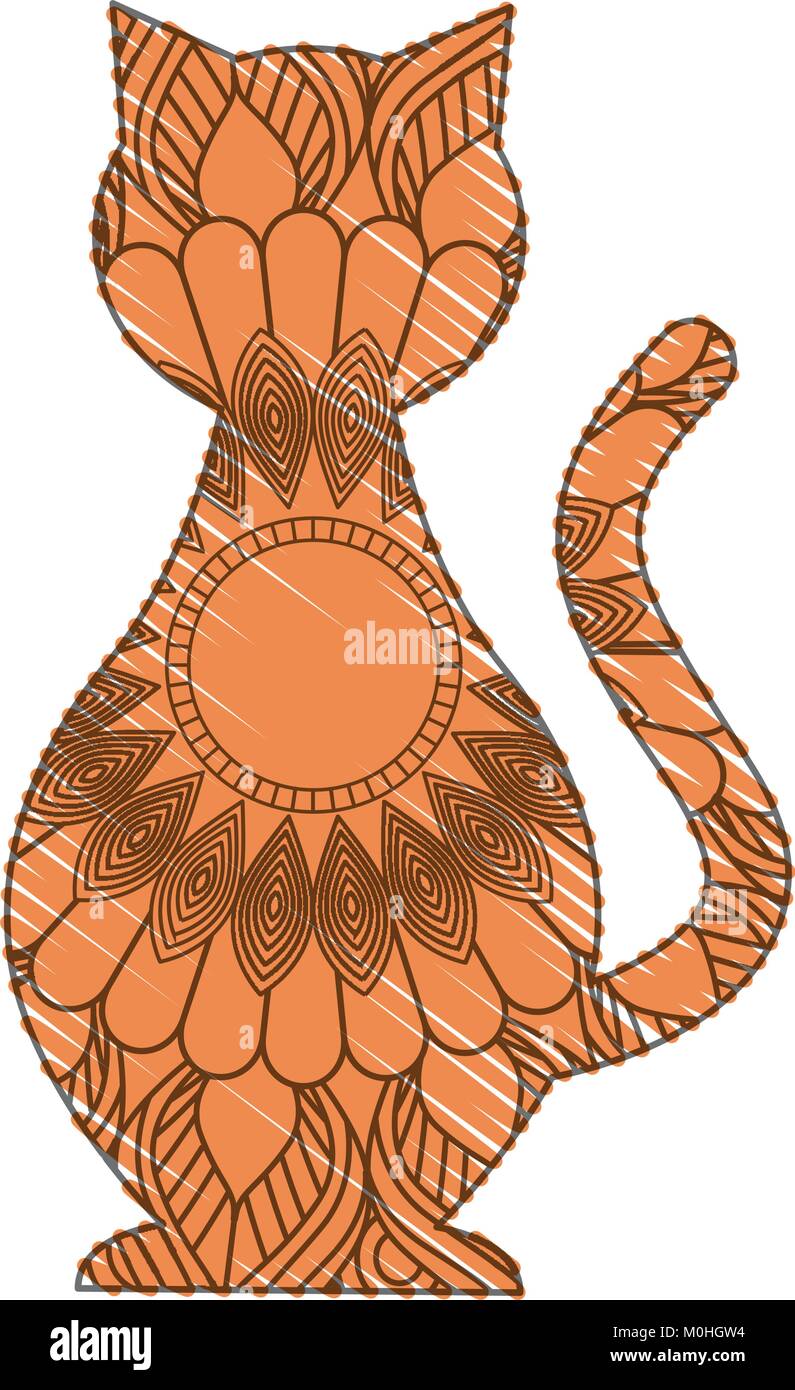 hand drawn for adult coloring pages with cat feline zentangle  Stock Vector