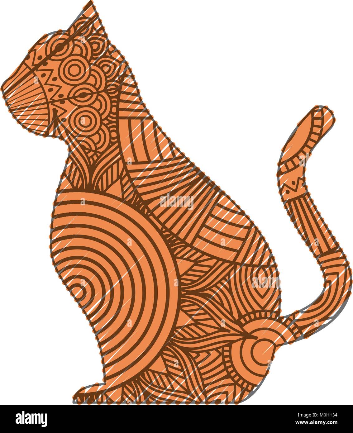 hand drawn for adult coloring pages with cat sitting zentangle  Stock Vector