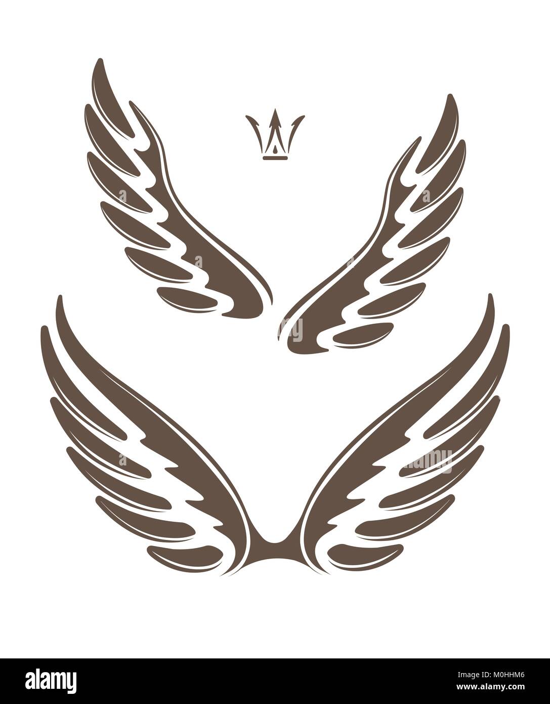 Two pair of decorative vector wings with crown Stock Vector Image & Art ...