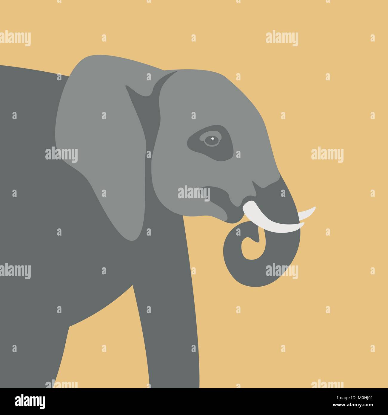African Elephant vector illustration flat style profile side Stock