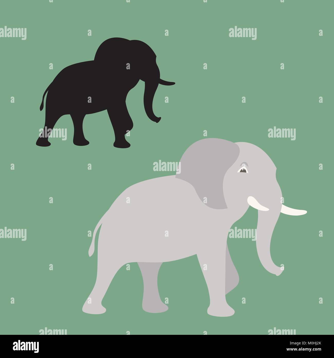 elephant vector illustration flat style black silhouette profile side ...