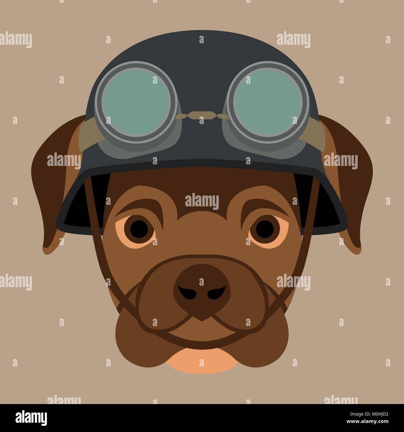 dog face in  helmet vector illustration flat style front view Stock Vector