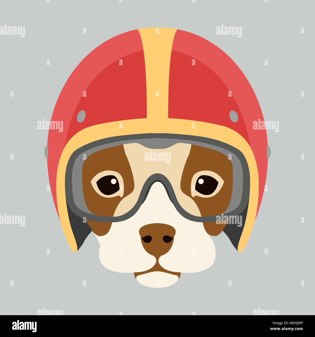 dog face in motorcycle helmet vector illustration flat style Stock Vector