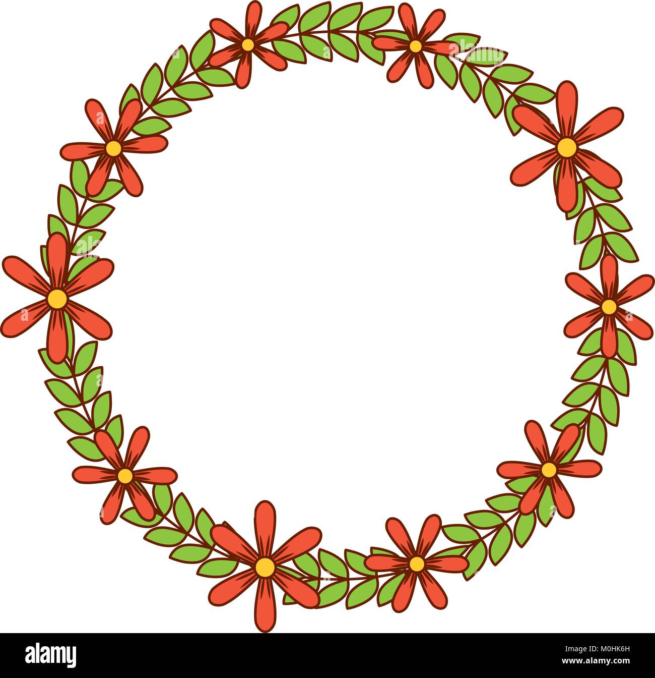 beautiful floral wreath with spring flowers leaves Stock Vector Image ...