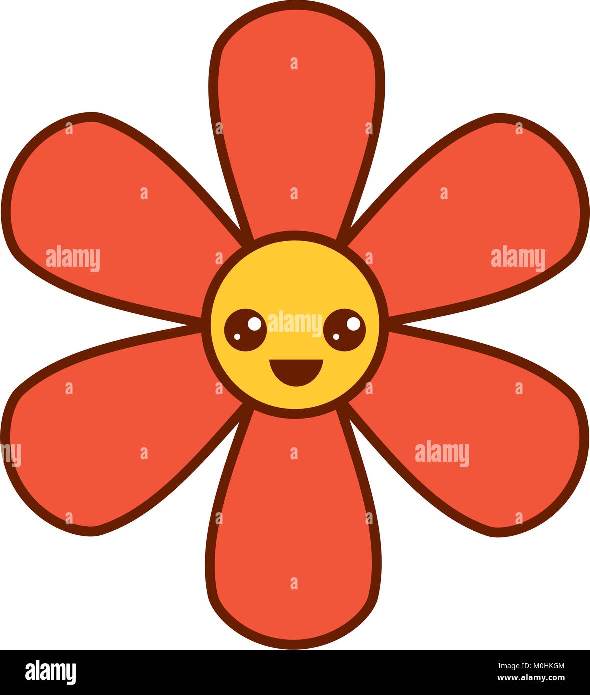 Orange Flower Kawaii Cartoon Botanical Icon Stock Vector Art