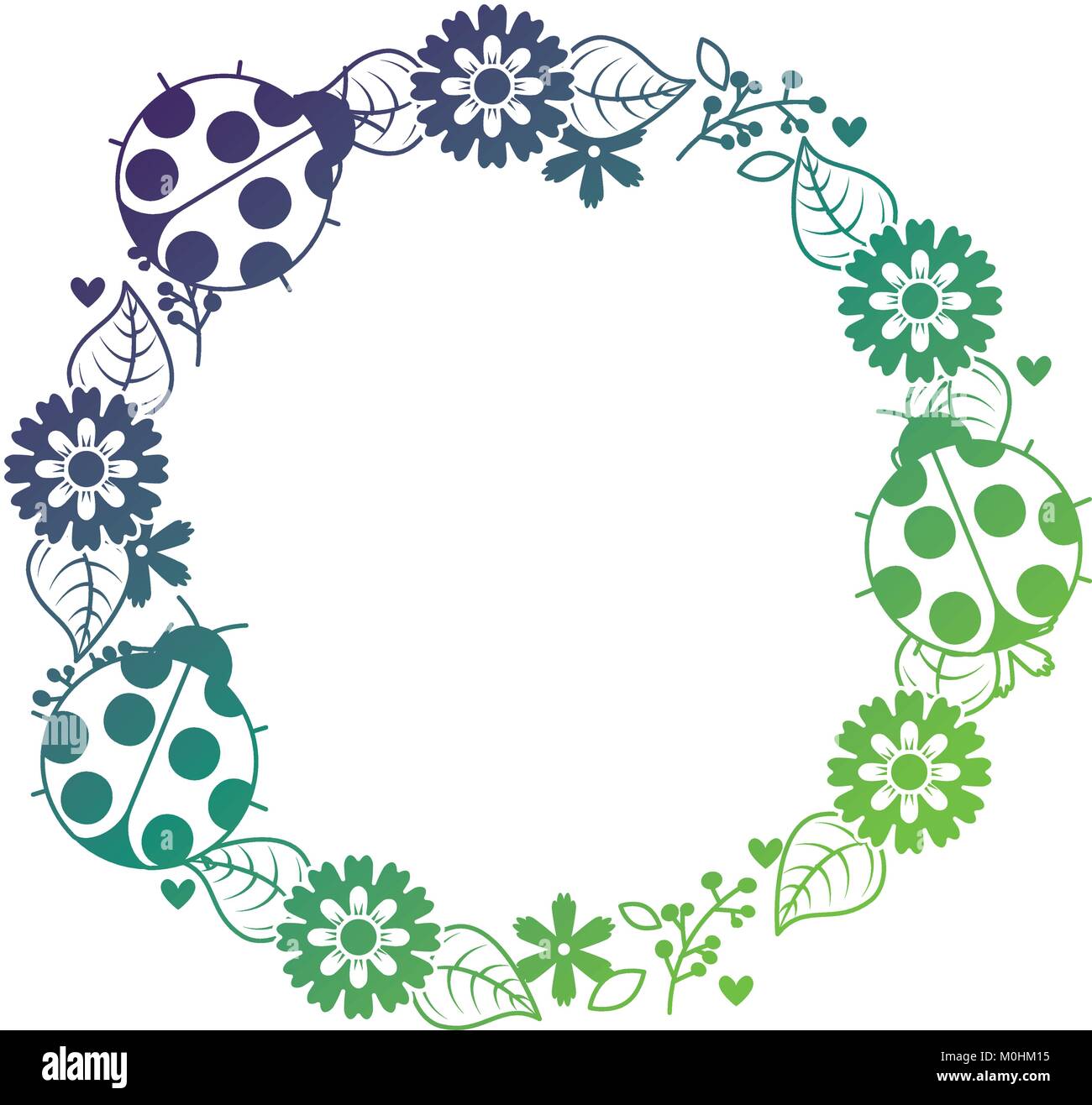 beautiful floral wreath with spring flowers leaves Stock Vector Image ...