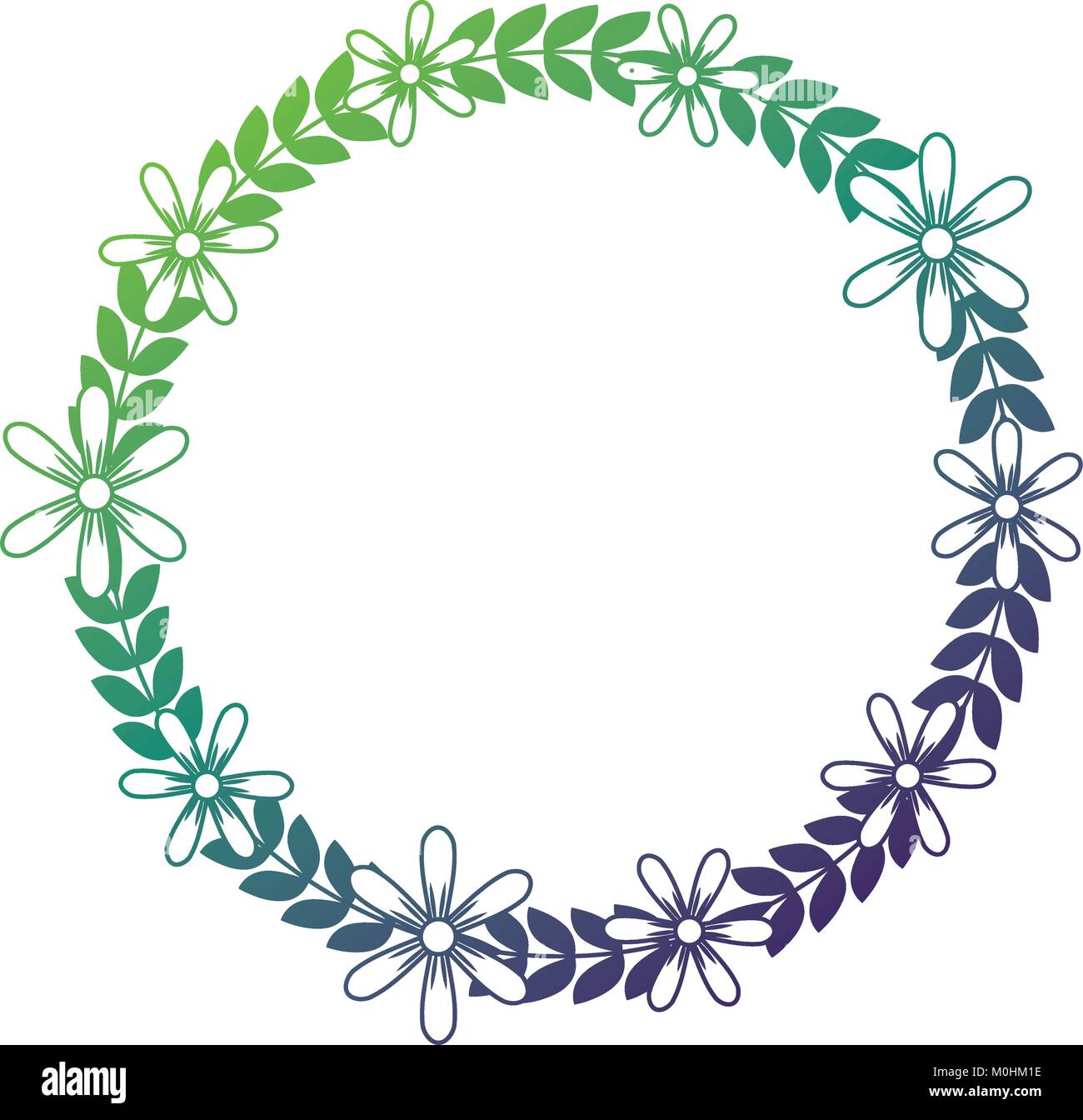 beautiful floral wreath with spring flowers leaves Stock Vector Image ...