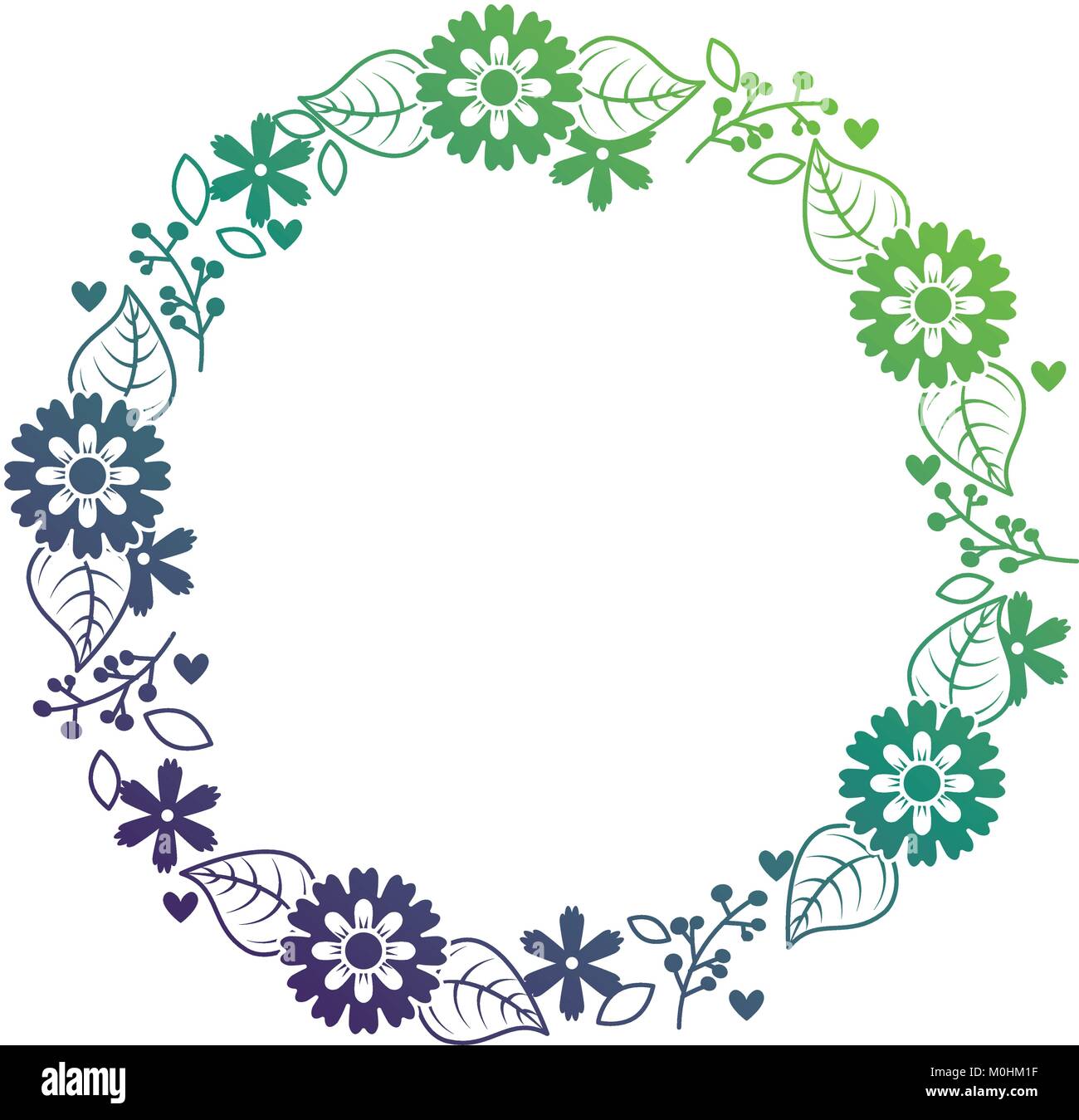 beautiful floral wreath with spring flowers leaves Stock Vector Image ...