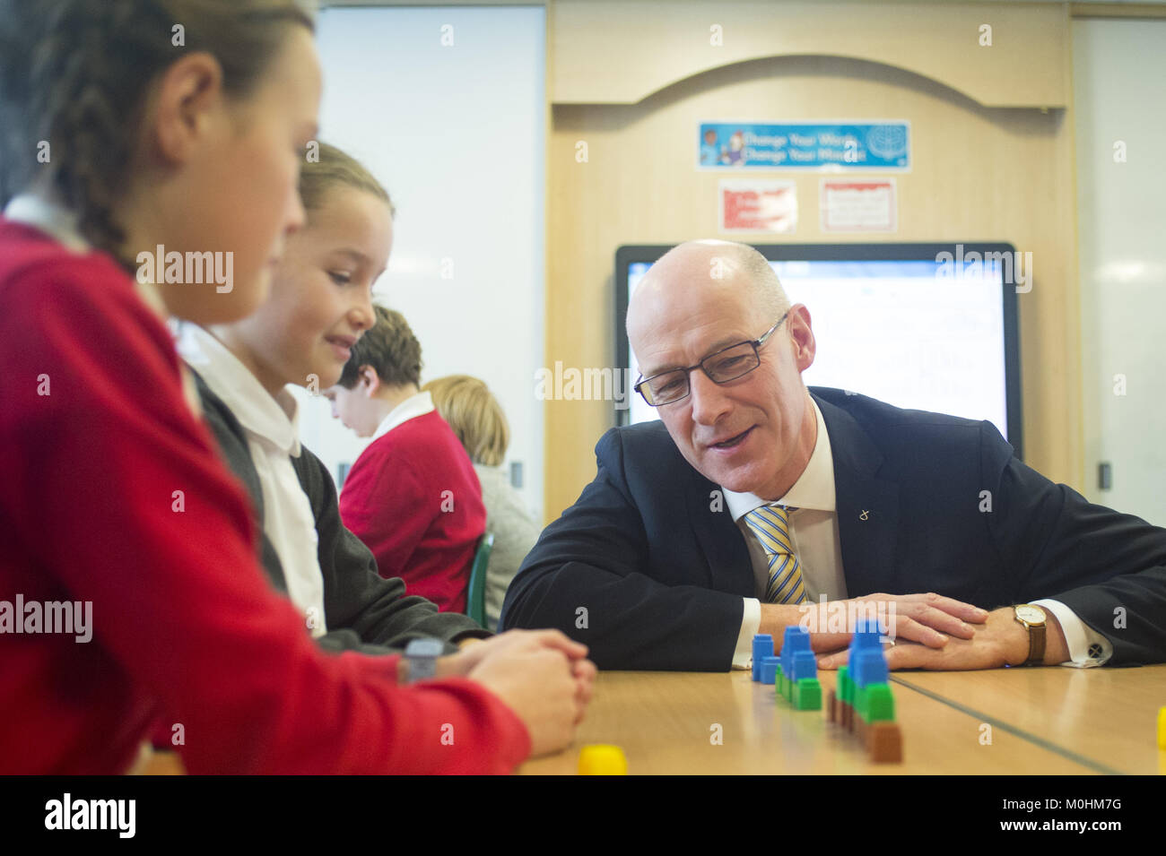 Deputy First Minister John Swinney launches his Christmas Maths Challenge at Towerbank Primary School in Portobello.  Featuring: John Swinney Where: Portobello, United Kingdom When: 21 Dec 2017 Credit: Euan Cherry/WENN.com Stock Photo