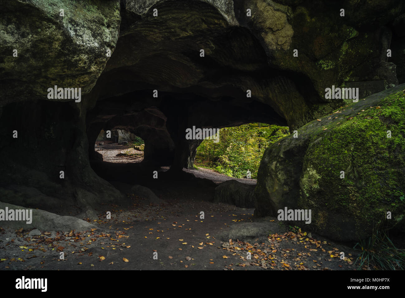 Hohllay Cave in the forest of Berdorf  in Luxembourg Stock Photo
