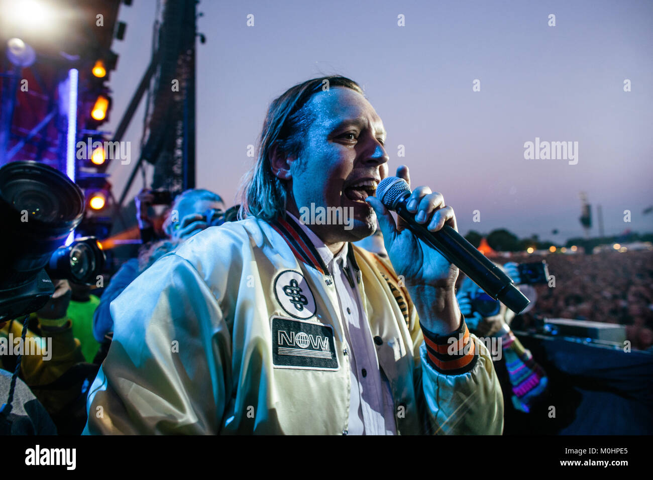 The Canadian indie rock band Arcade Fire performs a live during the ...