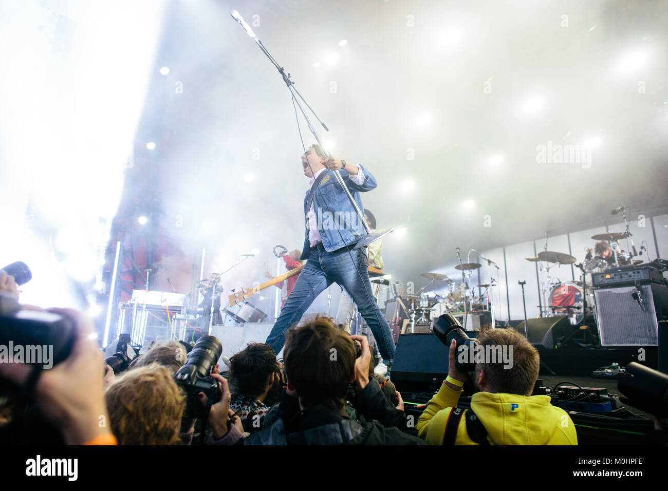 The Canadian indie rock band Arcade Fire performs a live during the ...