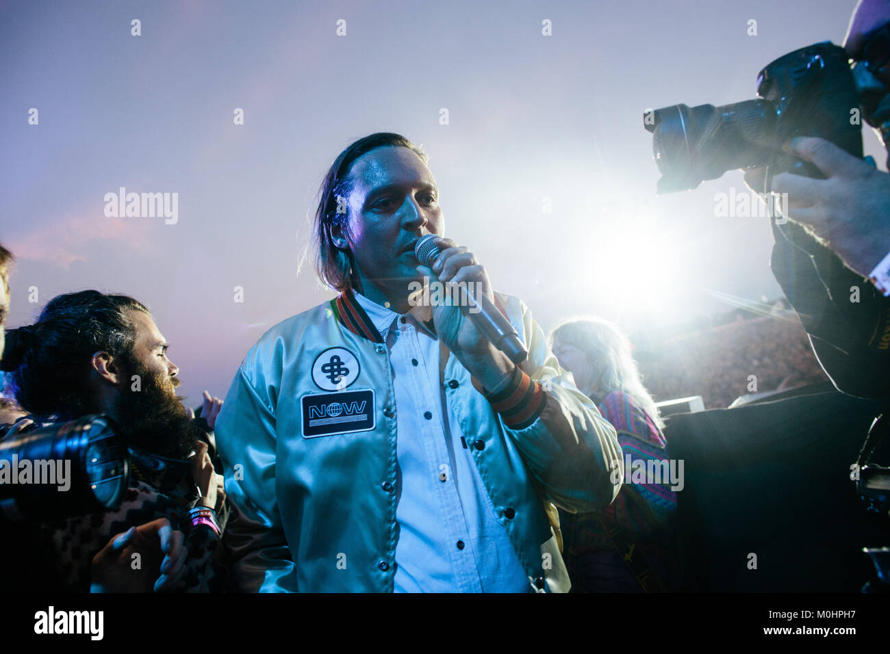 The Canadian indie rock band Arcade Fire performs a live during the ...