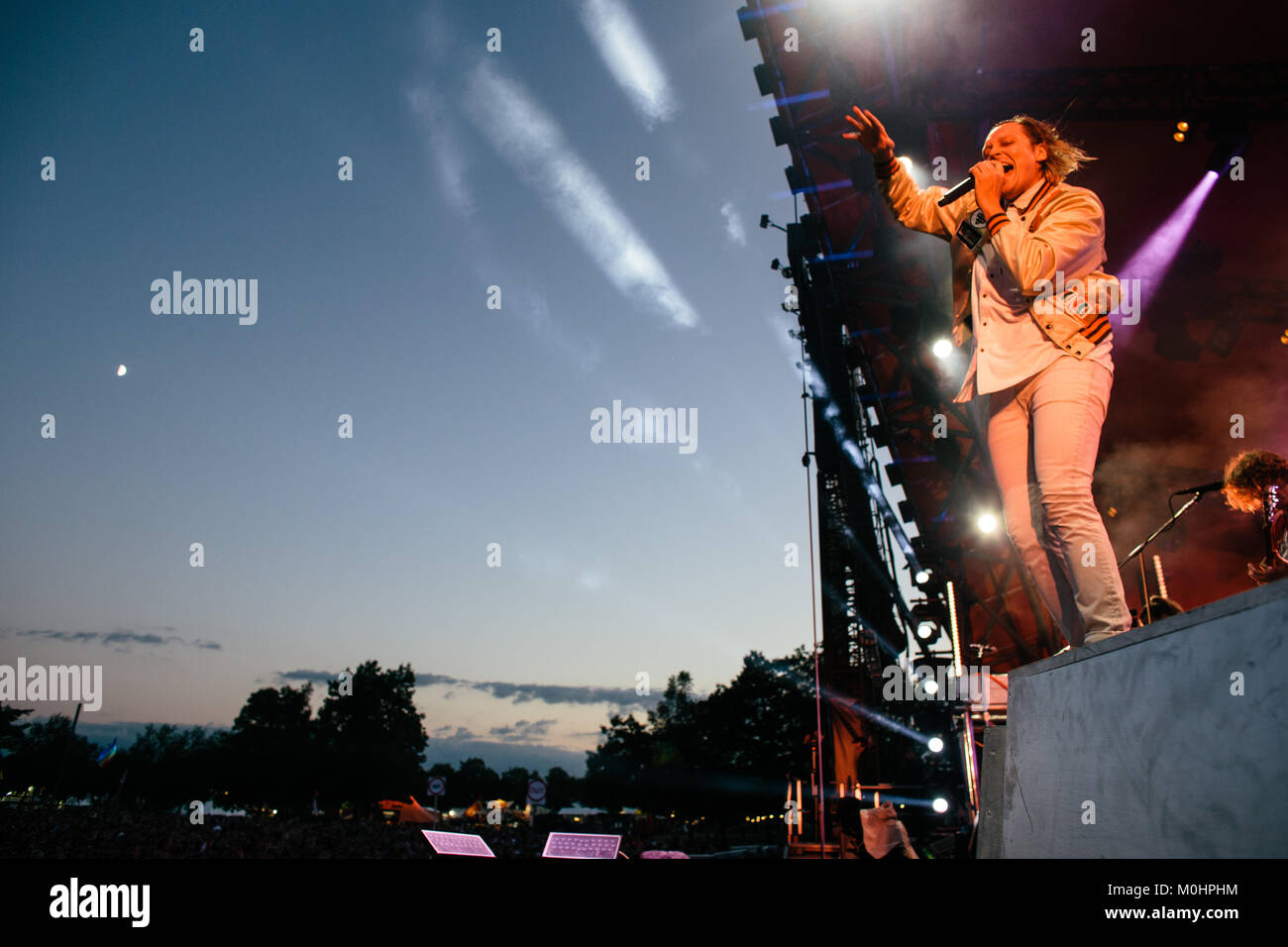 The Canadian indie rock band Arcade Fire performs a live during the ...
