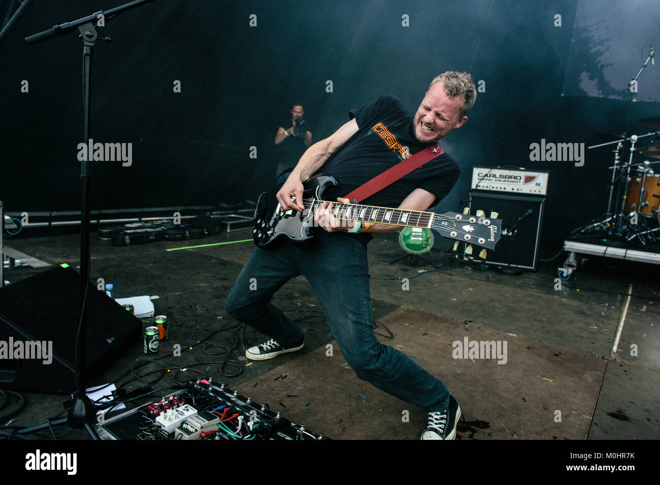 The Danish stoner rock band Bersærk performs a live concert at the Danish Roskilde Festival 2016
