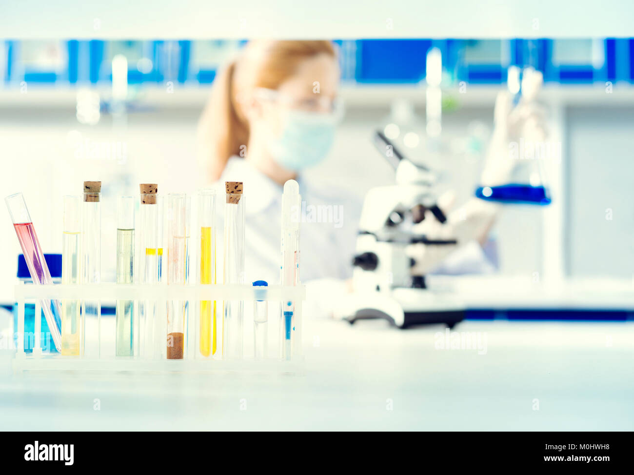 Close up test tubes with colorful chemical liquids Stock Photo - Alamy