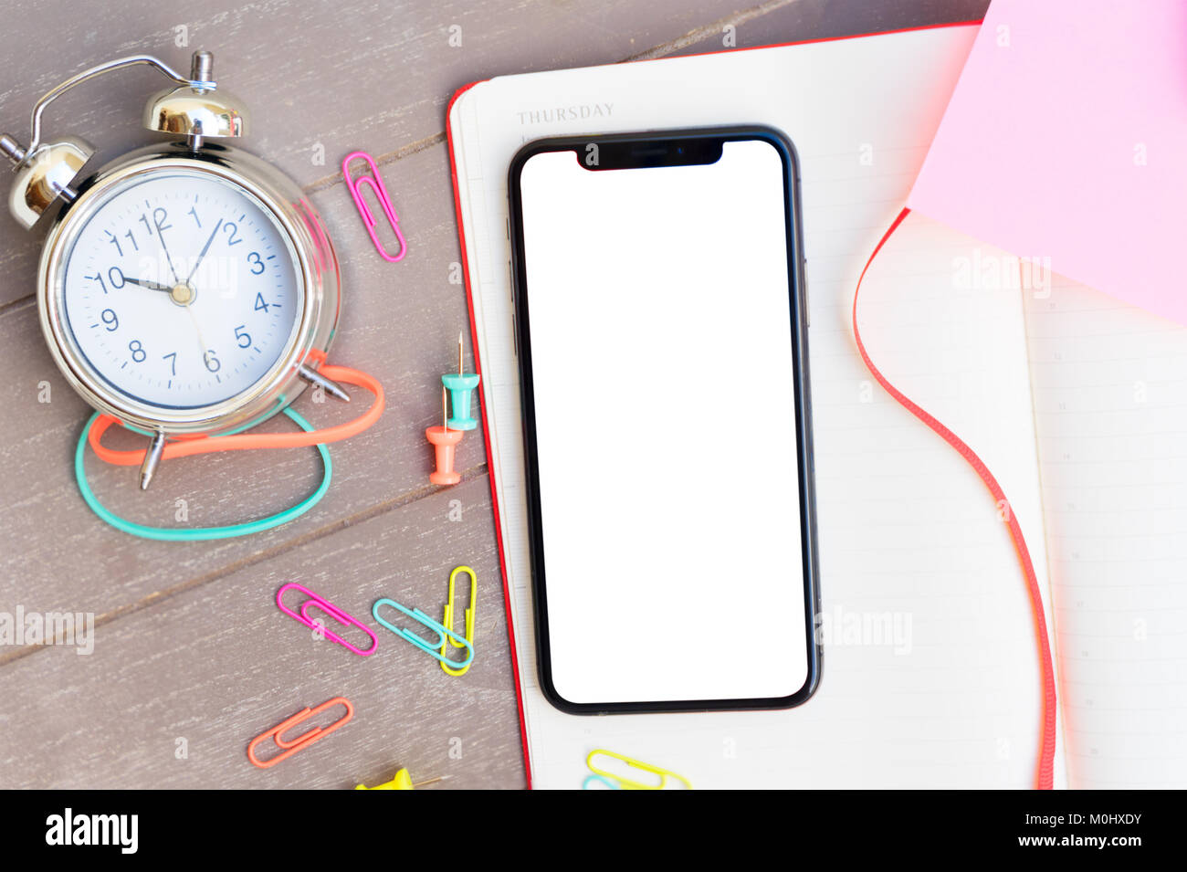 Notebook Open. Phone open notebook and phone Stock Photo - Alamy