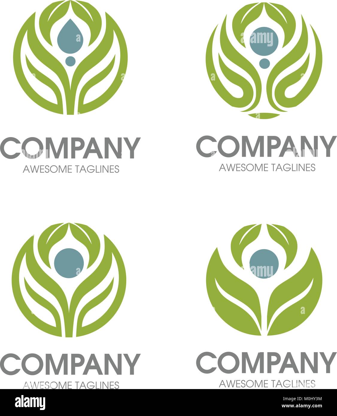 elegant and modern green Leaf with circle logo perfect for wellness