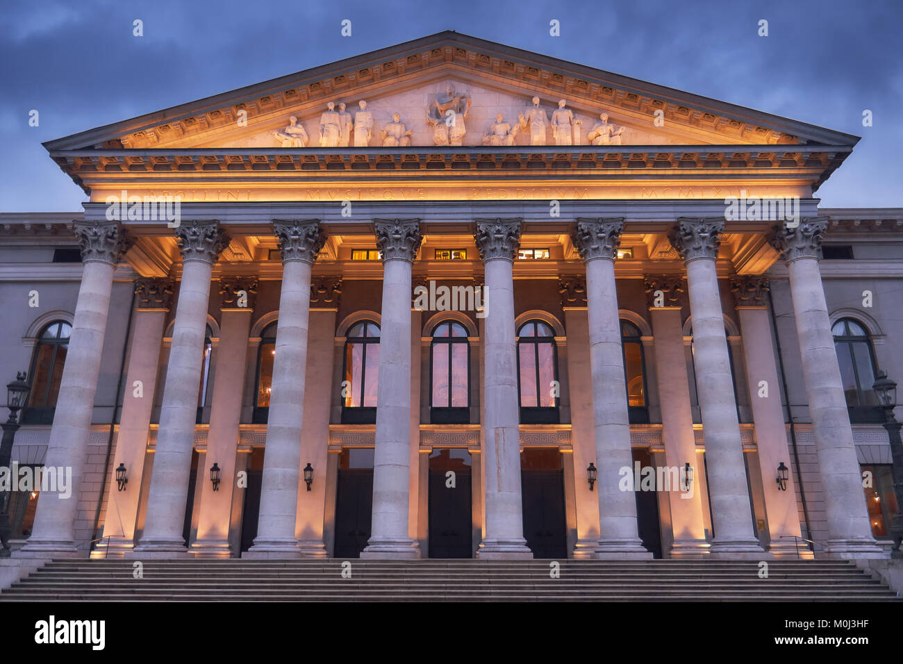 The National Theatre Munich at dusk. MaxJosephPlatz Square in Munich, Germany Stock Photo Alamy