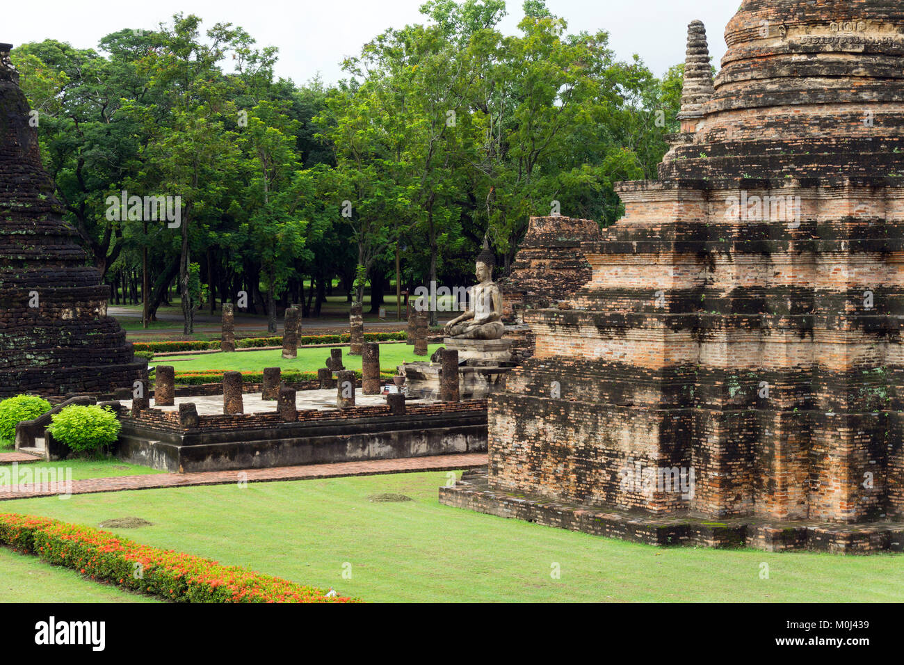 Asia,Thailand,Sukhothai Historical Park,Wat Mahathat temple Stock Photo