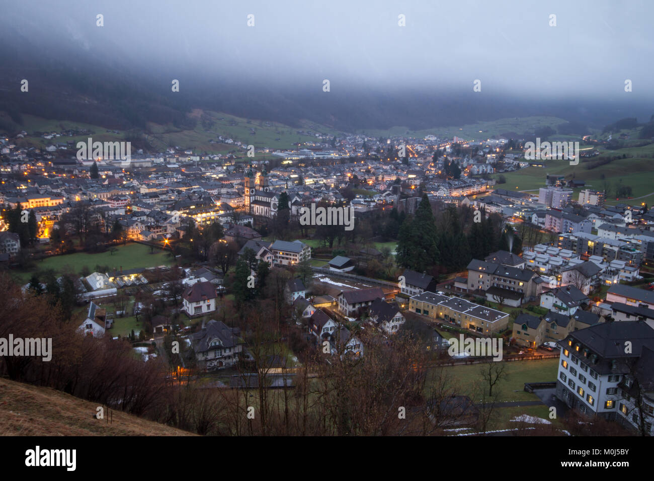 Switzerland, Glarus by night Stock Photo