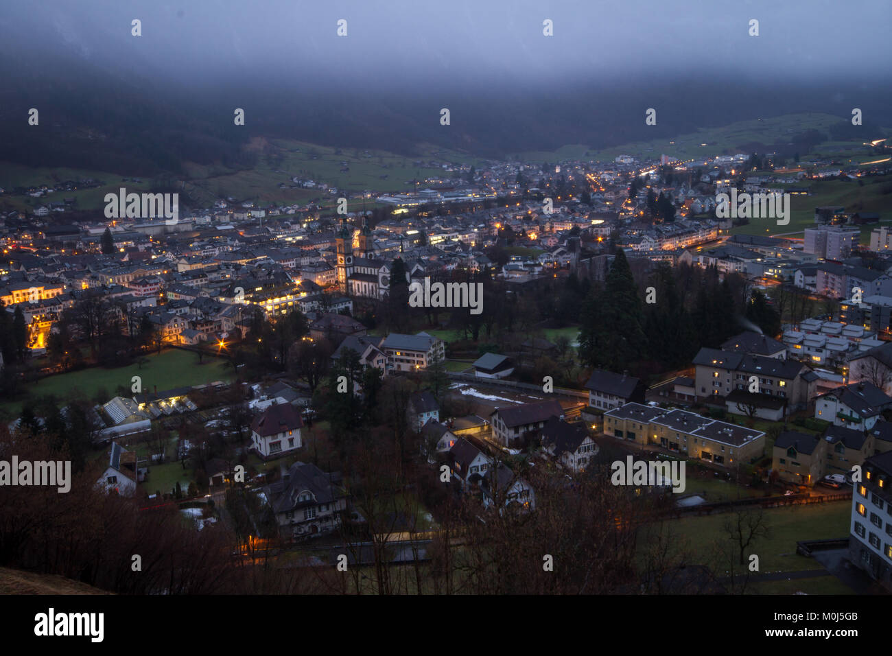 Switzerland, Glarus by night Stock Photo
