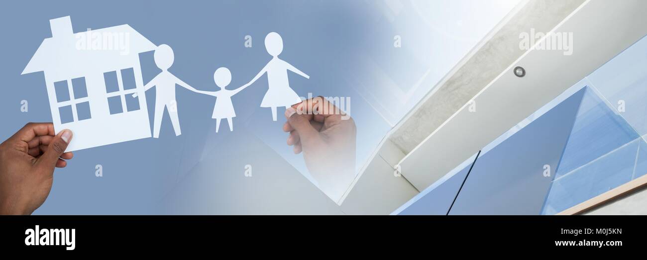 Paper Cut Out family home Stock Photo