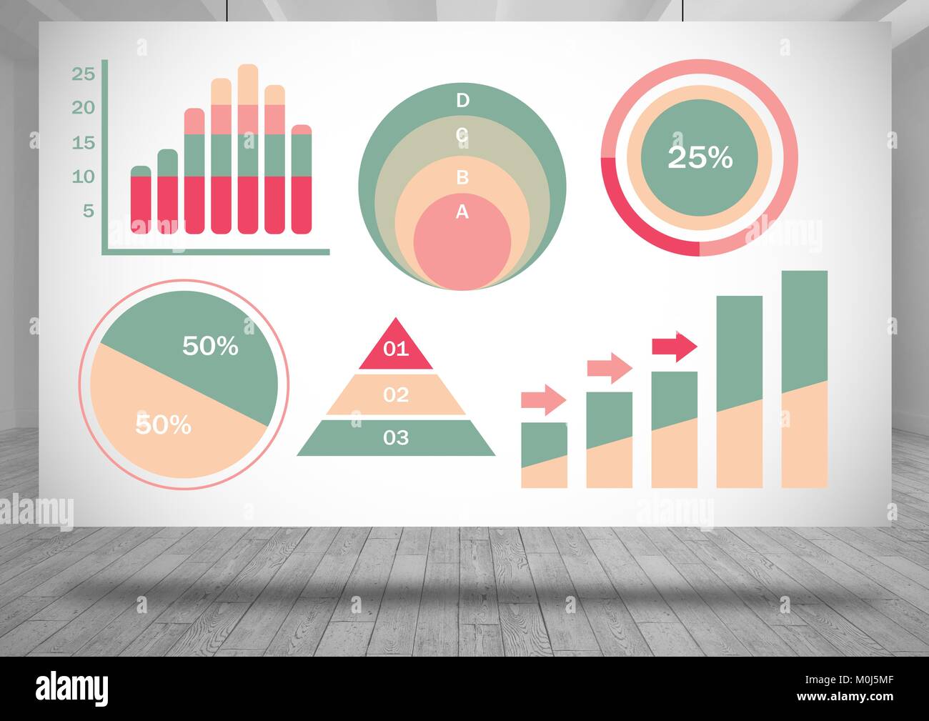 White board with colorful chart statistics Stock Photo Alamy