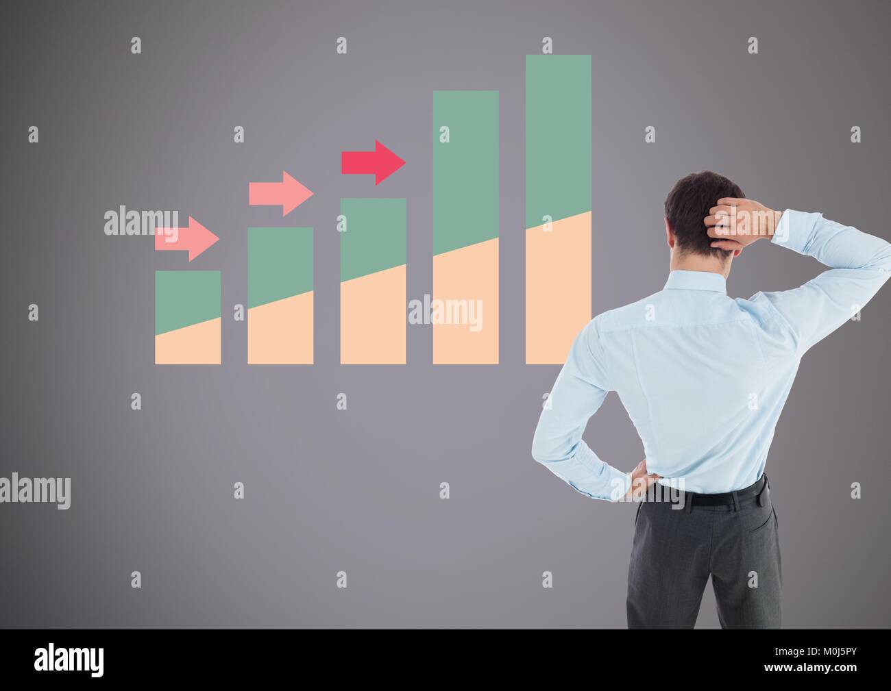 Businessman thinking with colorful chart statistics Stock Photo - Alamy