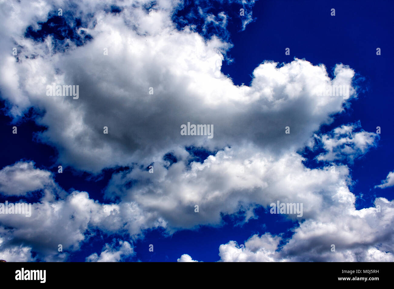 white clouds in the bright blue sky on sunny summer day Stock Photo - Alamy