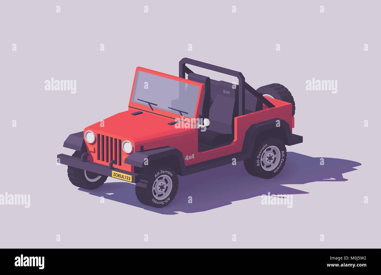 Vector low poly off-road 4x4 SUV car Stock Vector