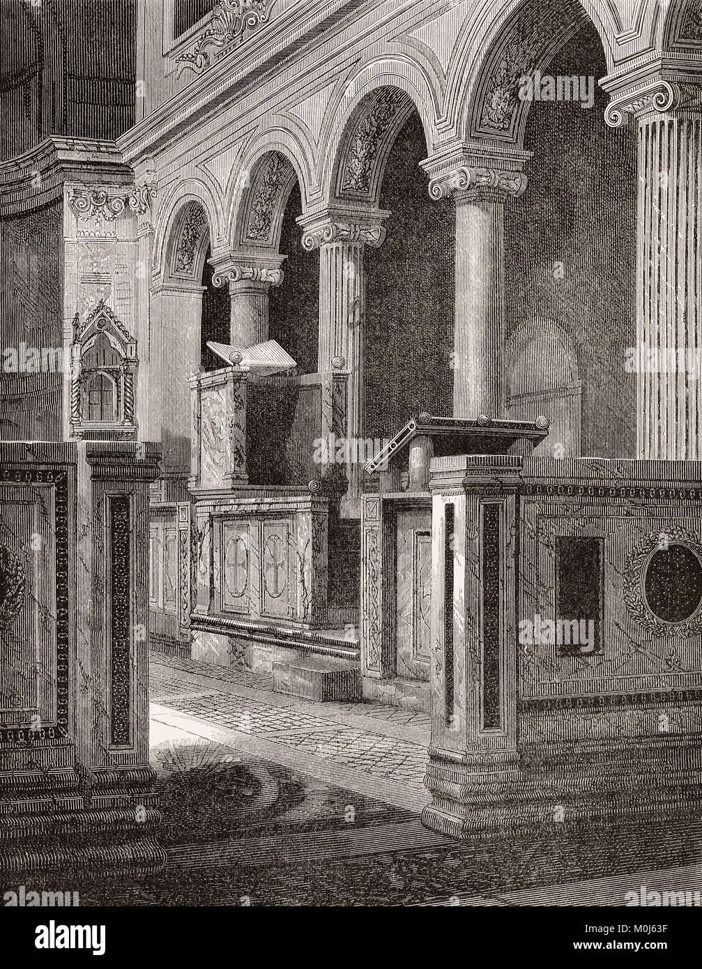 Pulpit Rome The Pulpit of the Basilica of Saint Clement, Rome, Italy, 19th Century ...