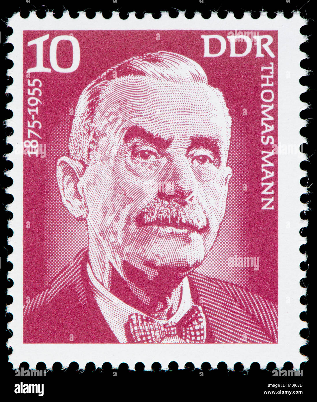 East German postage stamp (1975) : Thomas Mann (1875 – 1955) German novelist, short story writer and social critic - 1929 Nobel Prize for Literature l Stock Photo
