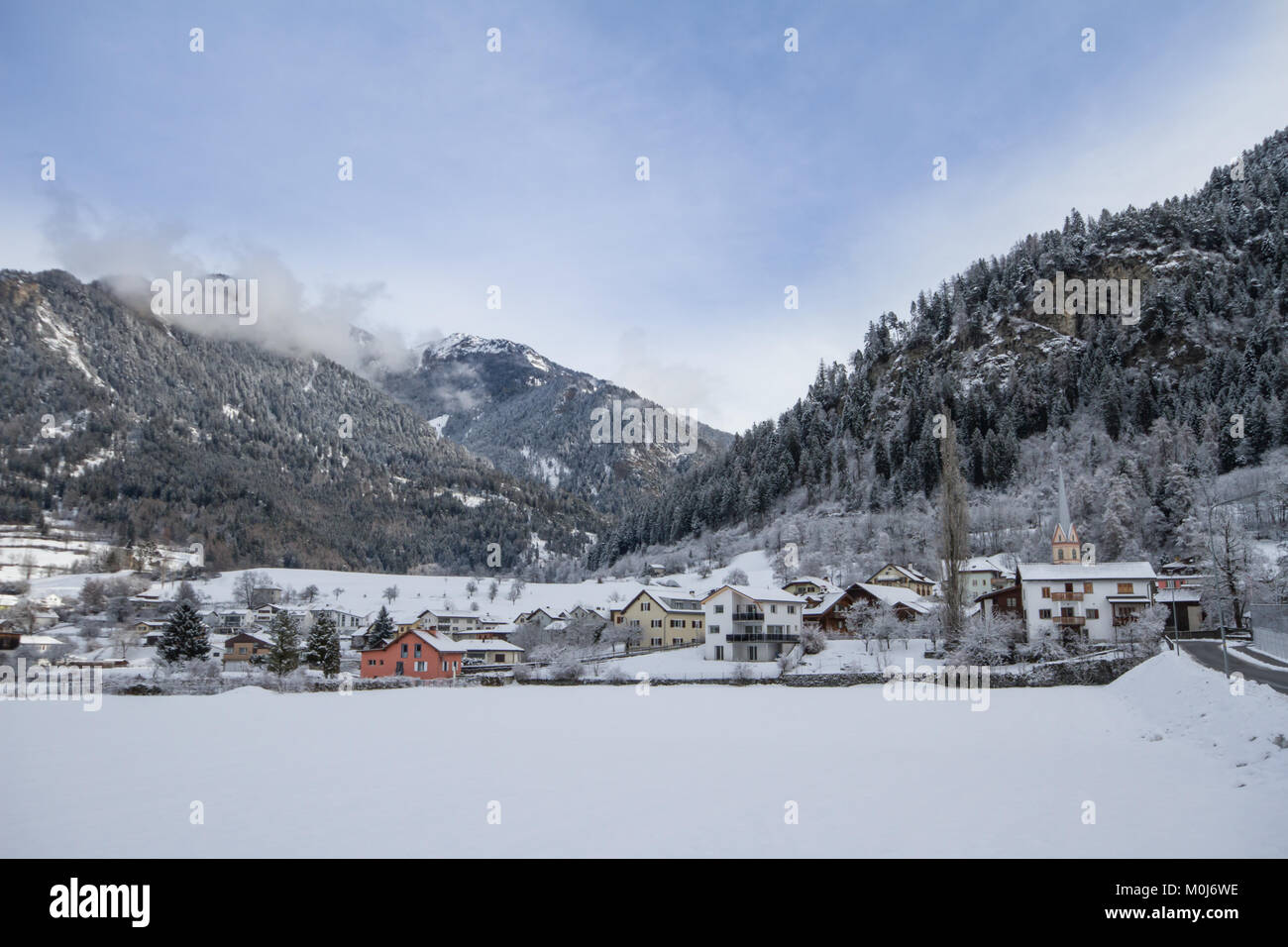Village Sils im Domleschg, Canton of Grisons (Graubünden), Switzerland Stock Photo