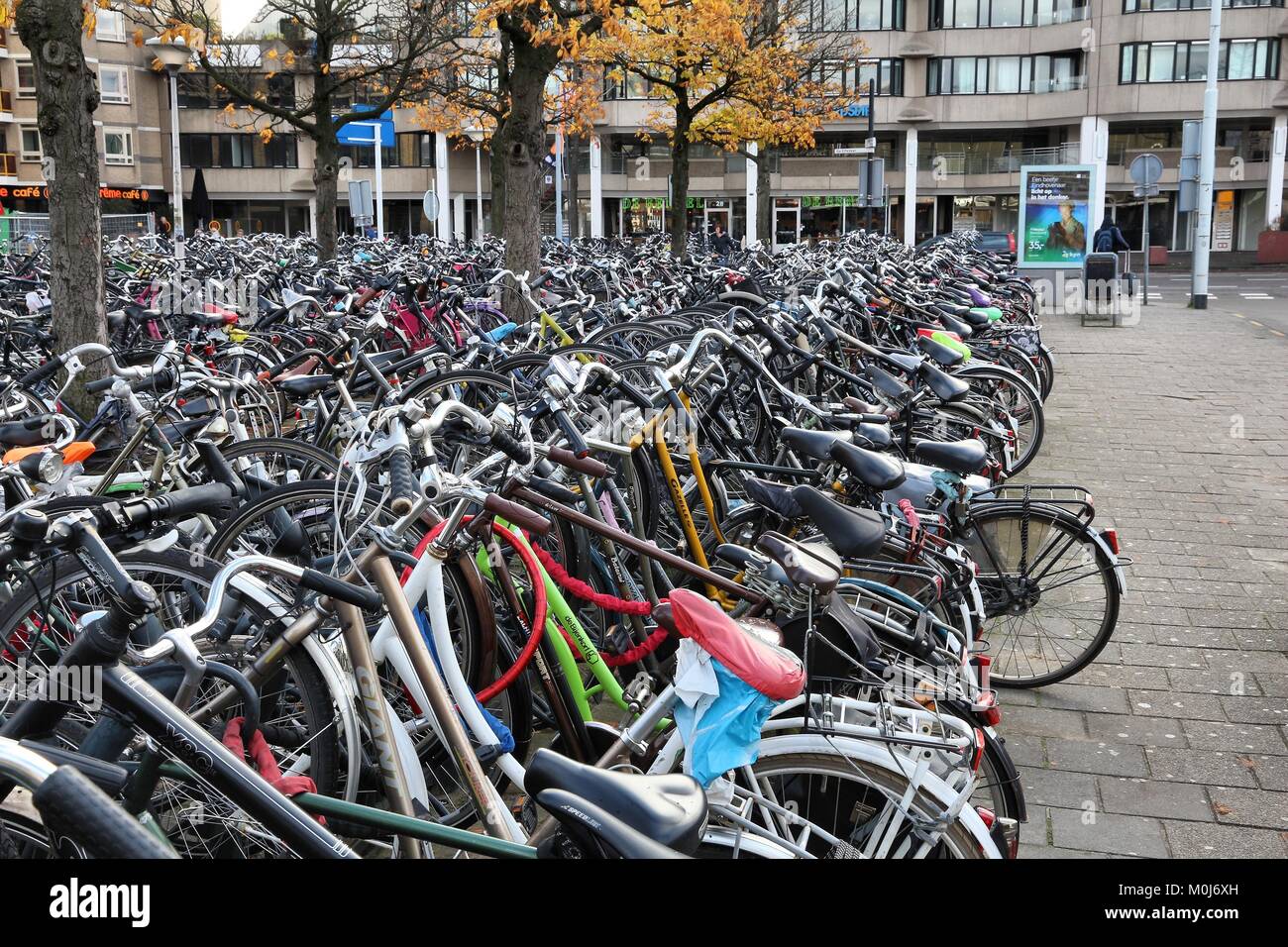 EINDHOVEN, NETHERLANDS - NOVEMBER 19, 2016: Bicycle parking in Eindhoven,  Netherlands. There are 13 million bicycles in Netherlands, with 16.5  million Stock Photo - Alamy