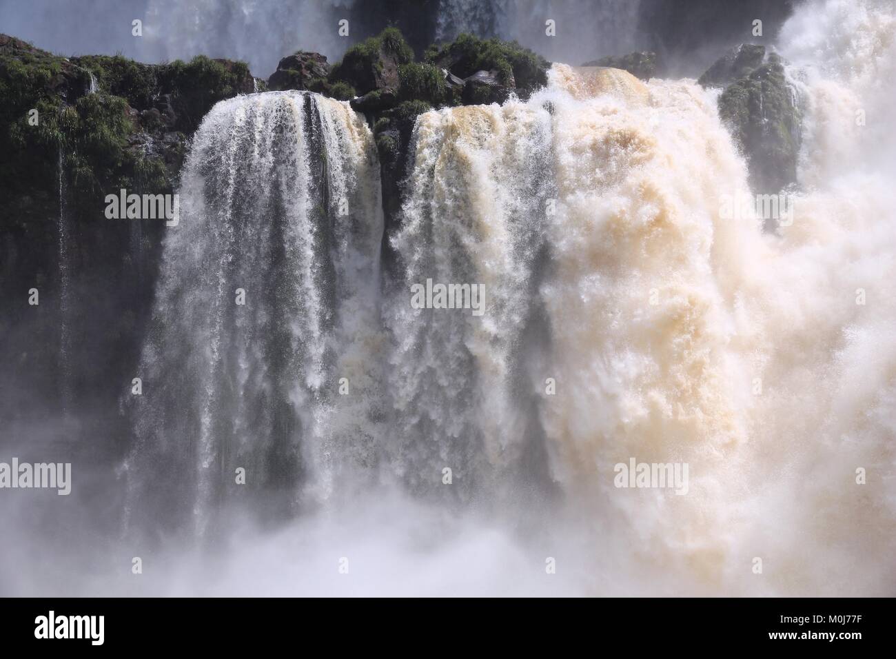 Iguazu Falls - waterfalls on Brazil and Argentina border. National park and UNESCO World Heritage Site. View from Argentinian side. Stock Photo