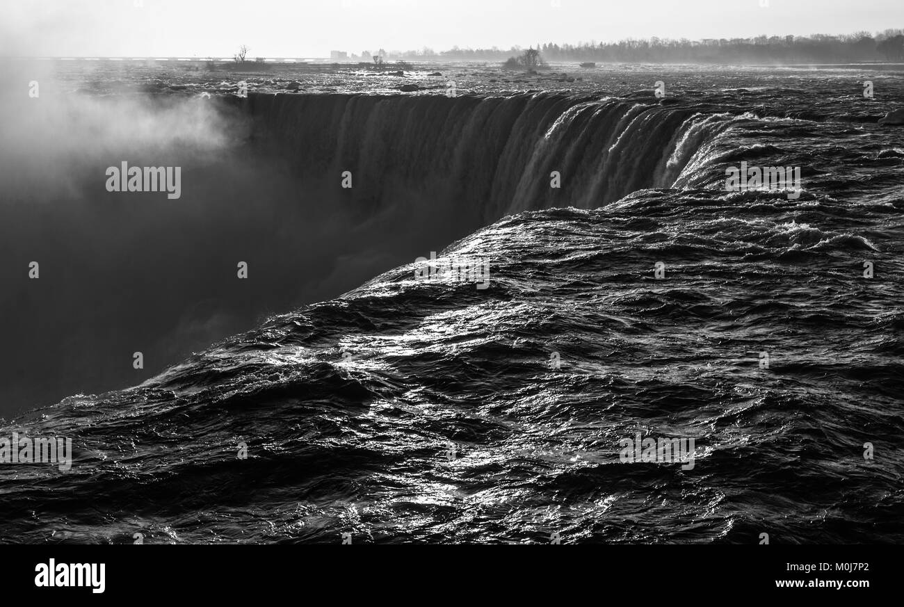 The Horseshoe Falls shot from Niagara Falls Canada during winter. Stock Photo