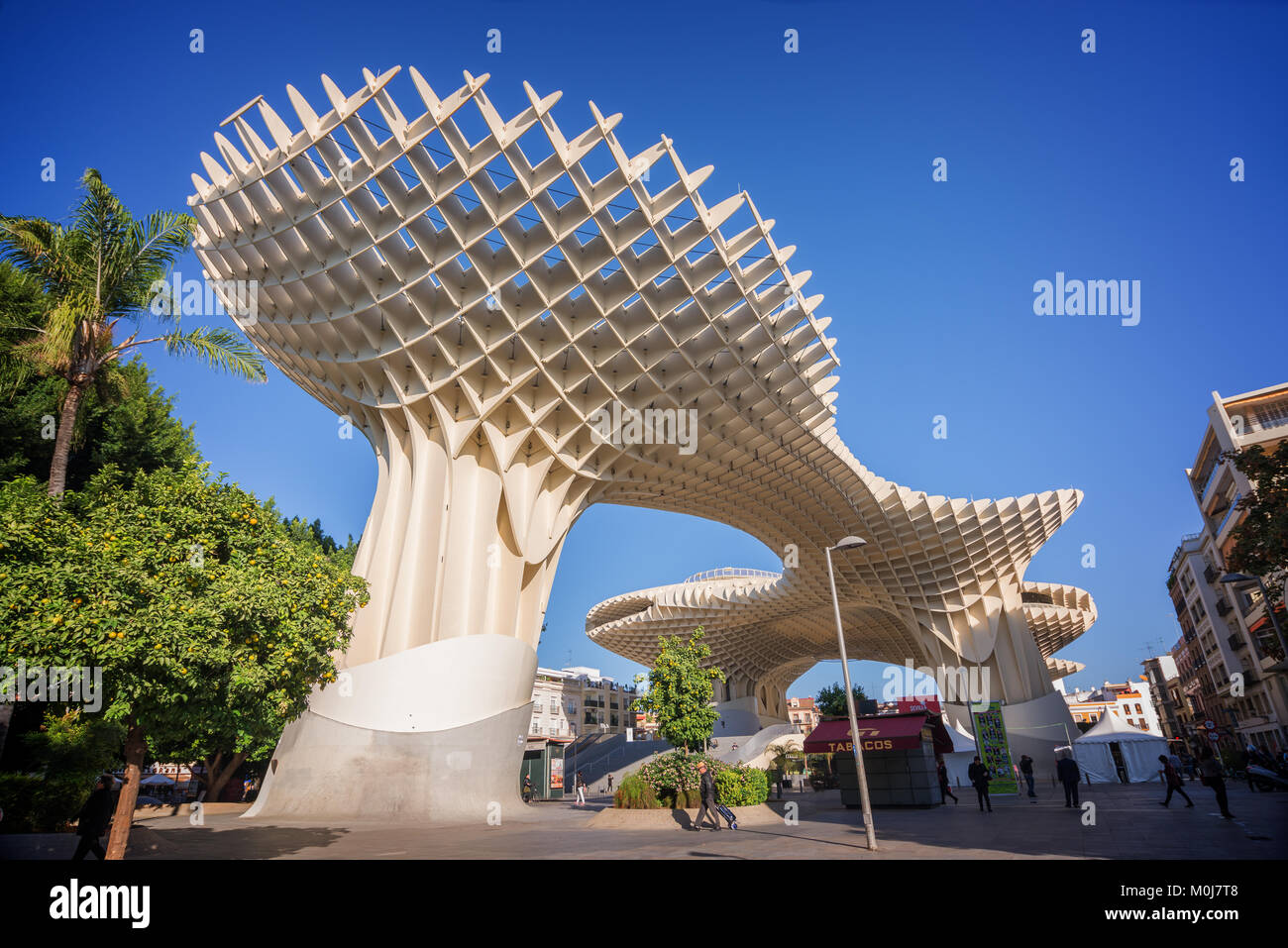 Seville, Spain - 0ctober 30: Metropol Parasol, modern architecture on Plaza de la Encarnacion on October 30, 2015 in Seville Stock Photo
