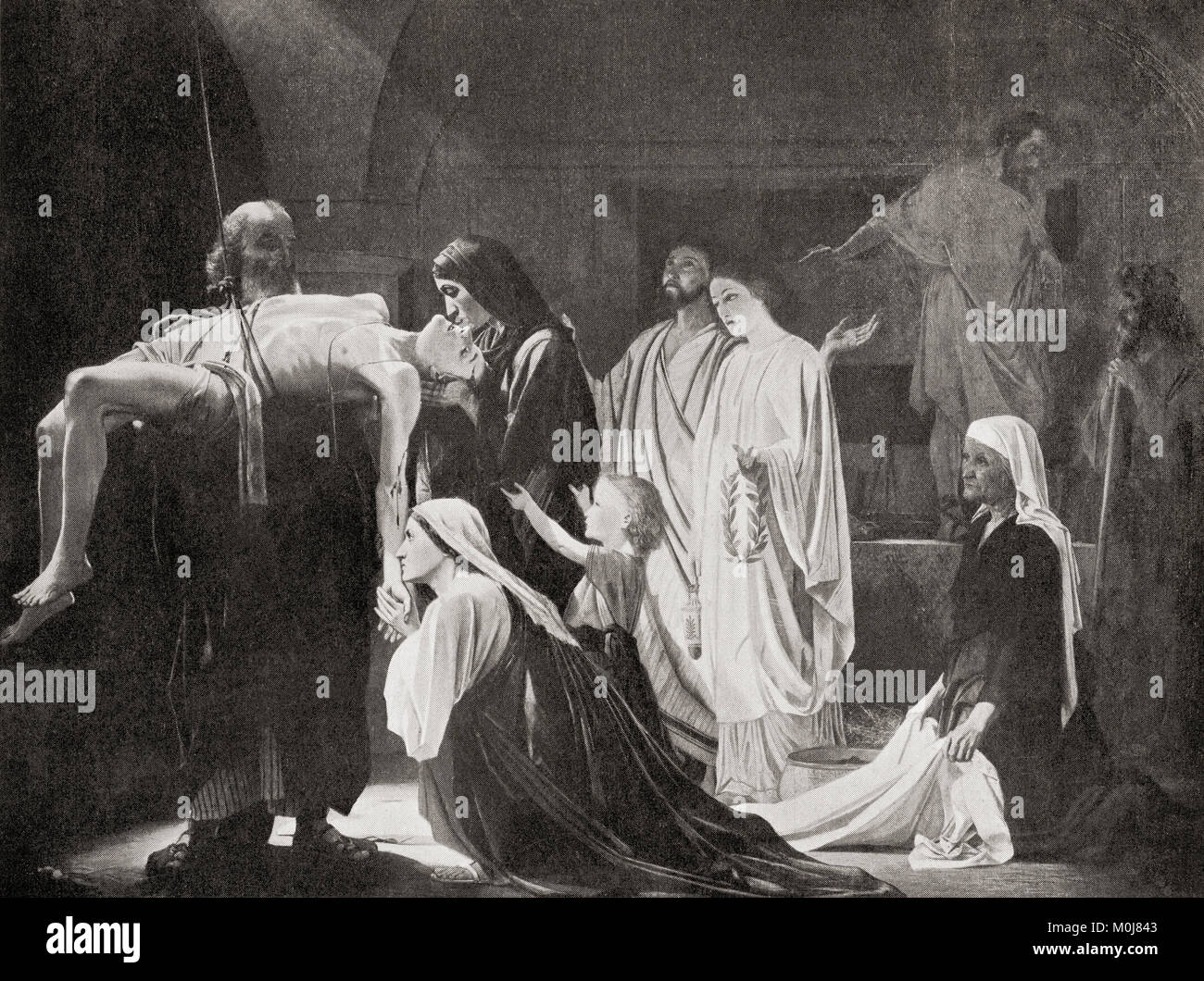 The burial of a Christian martyr in ancient Rome. Christians were the targets of persecution because of thier refusal to worship the Roman gods or to pay homage to the emperor as divine.   From Hutchinson's History of the Nations, published 1915. Stock Photo
