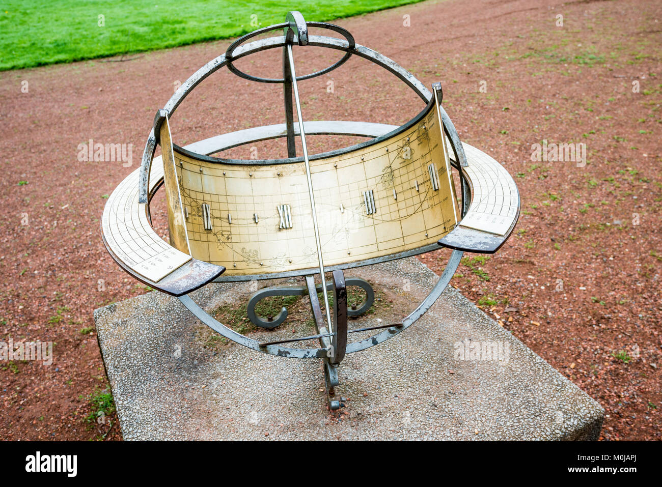 Ancient sundial in garden Stock Photo Alamy
