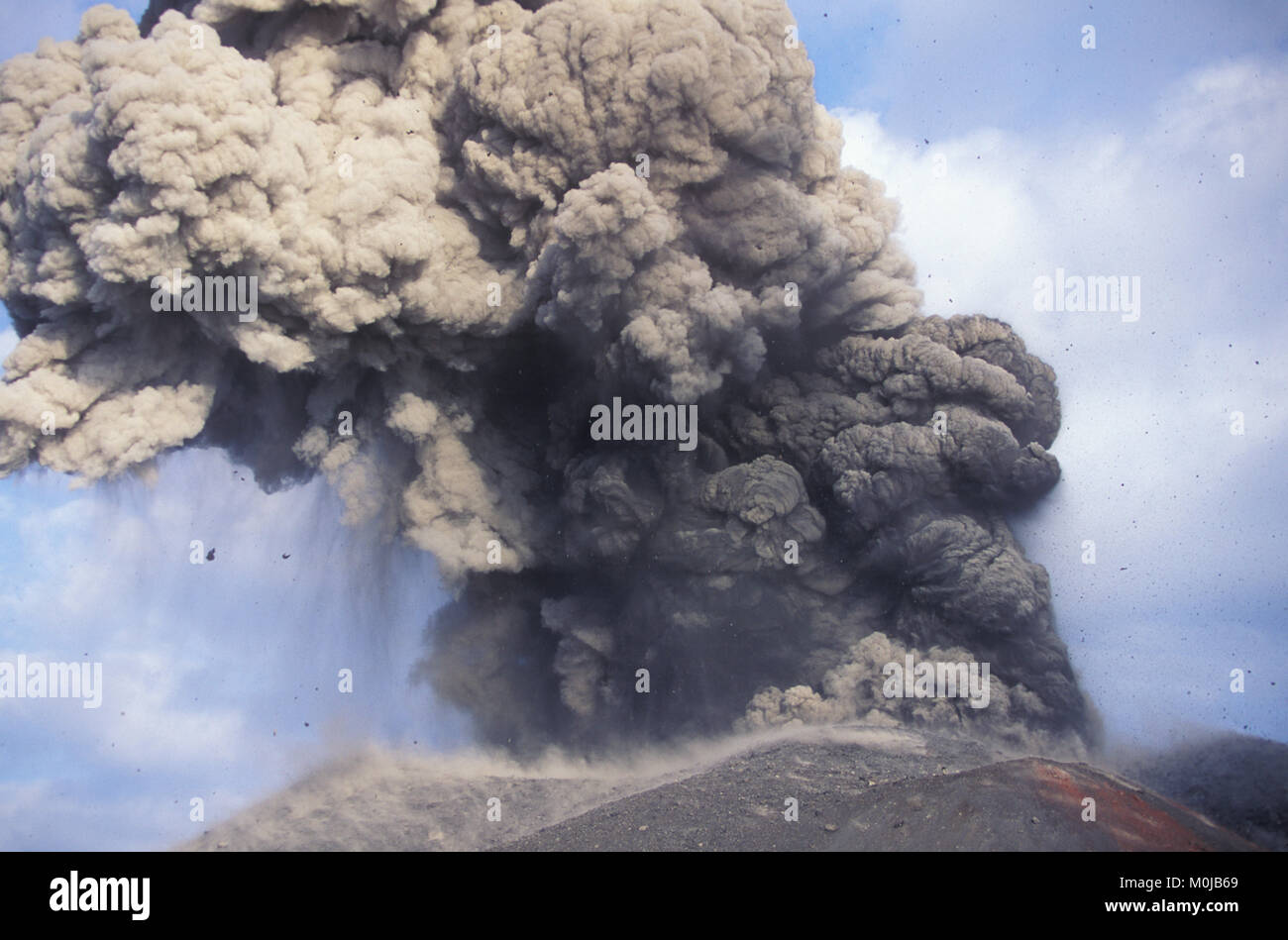 Volcanic eruption, Krakatoa, or Krakatau, Sunda Strait. In between the 